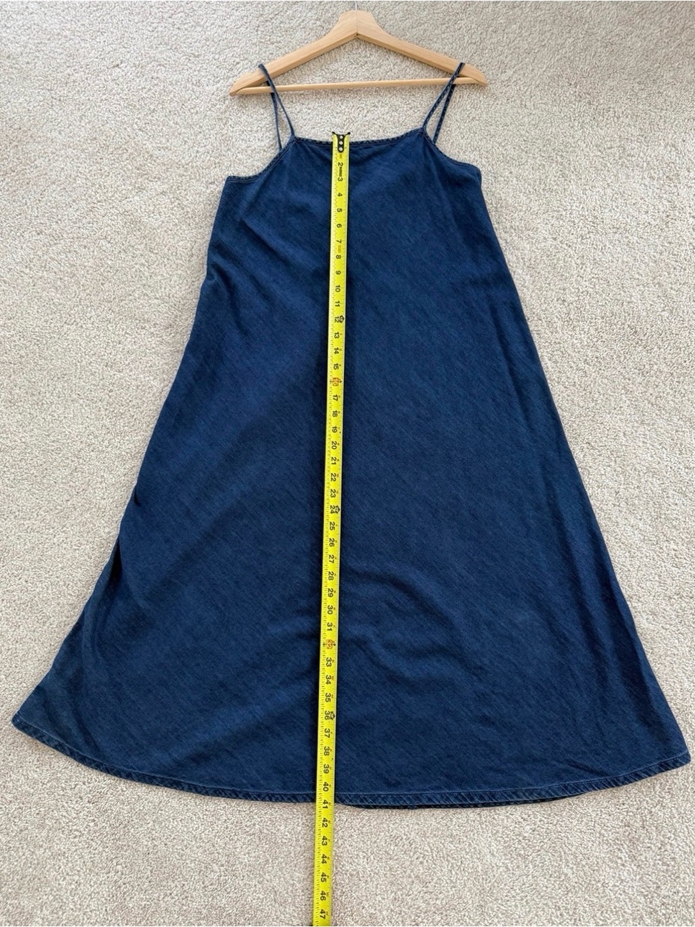 GAP Women's Jean Navy 100% Cotton Slip Dress with Spaghetti Straps M - Picture 3 of 11